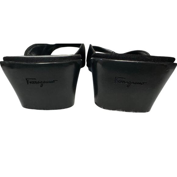 Salvatore Ferragomo made in Italy boutique black fabric open toe slides - Picture 6 of 11